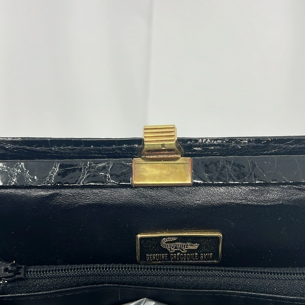 Large Structured Crocodile Shoulder Hand Bag - image 6